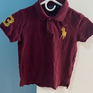 Polo by Ralph Lauren Kids Burgundy Polo with Yellow Emblem